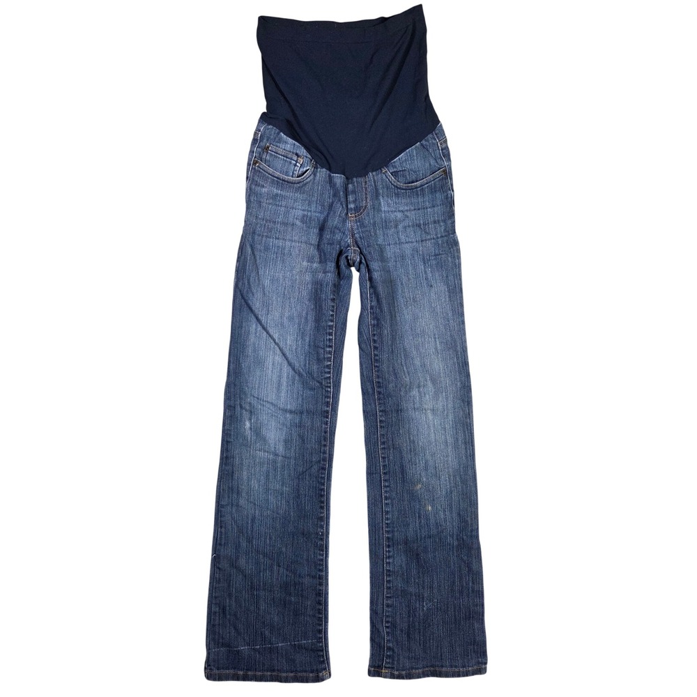 Motherhood Maternity Jeans XS Blue Straight Leg Full Belly Panel Medium Wash
